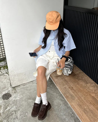 Pencil stripe half shirt