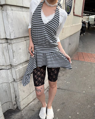 Waist frill lace half leggings