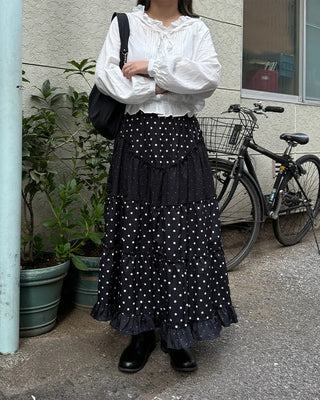 Polka Dot Frill Long Skirt