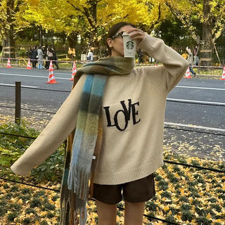 Checked long scarf