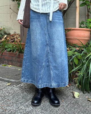 Vintage denim midi skirt
