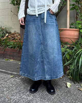 Vintage denim midi skirt