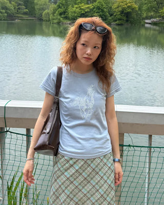 Horse print slim half T-shirt