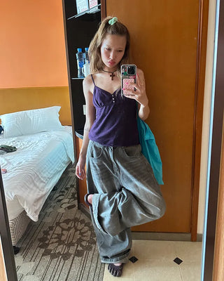 Wide outseam side-tuck jeans