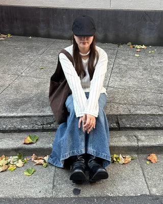 Vintage denim midi skirt