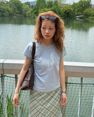 Horse print slim half T-shirt