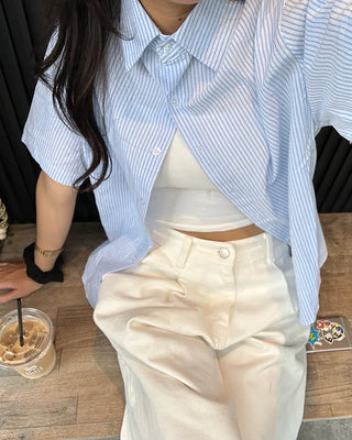 Pencil stripe half shirt