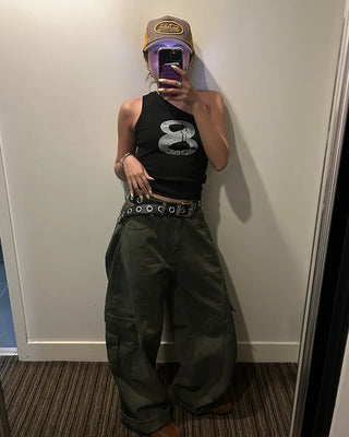 Pigment 8 Lettering One-Shoulder Tank Top
