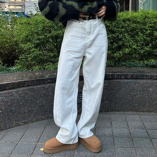 White slit denim pants