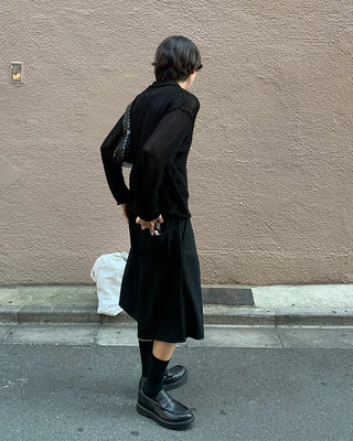 (Unisex) Pleated Cotton Half Pants