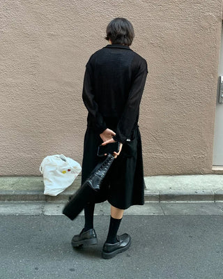 (Unisex) Pleated Cotton Half Pants