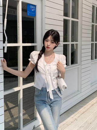 Day Ribbon Puff Blouse