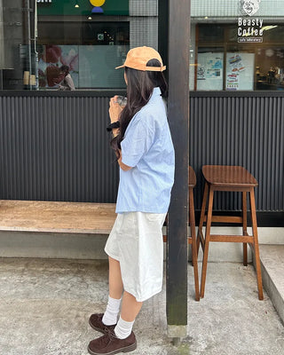 Pencil stripe half shirt