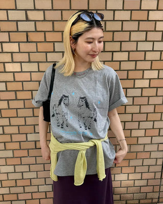 Double Horse Print Half T-Shirt