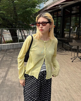 Cut-off hem viscose summer cardigan