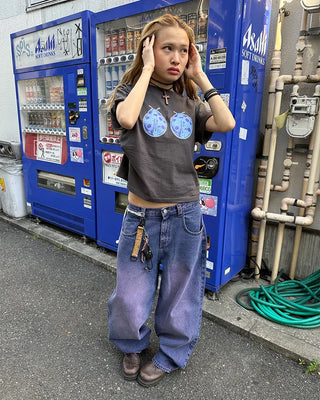 (ORIGINAL) Loose-fit denim pants (purple)