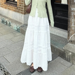 Panting detail long skirt