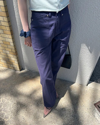 Pentagon pocket herringbone striped cotton pants