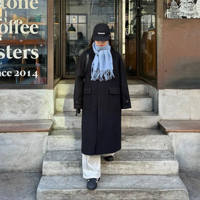 Oversized Collar Long Coat