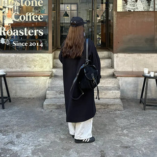 Oversized Collar Long Coat