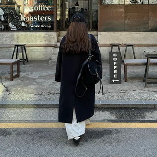 Oversized Collar Long Coat