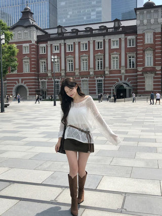 [3pcs] Western Knit Sleeveless Belt Set