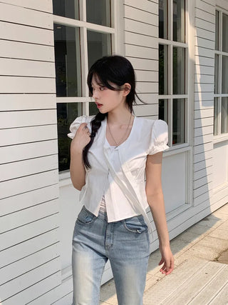 Day Ribbon Puff Blouse