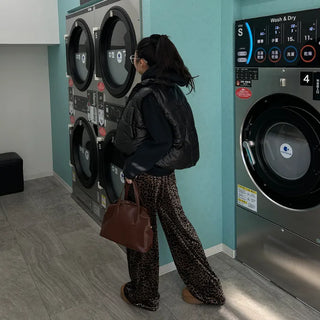 Leopard velvet elastic waist pants