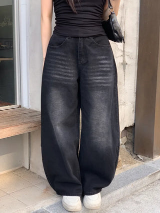 Balloon wide denim pants