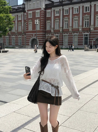 [3pcs] Western Knit Sleeveless Belt Set