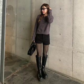 Gold button collar cardigan