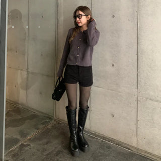 Gold button collar cardigan