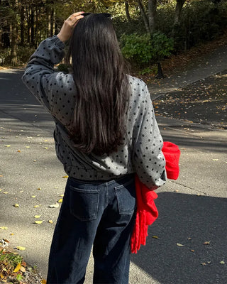 Blue denim wide-leg pants