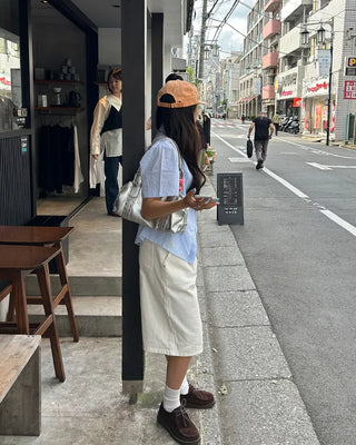 Pencil stripe half shirt