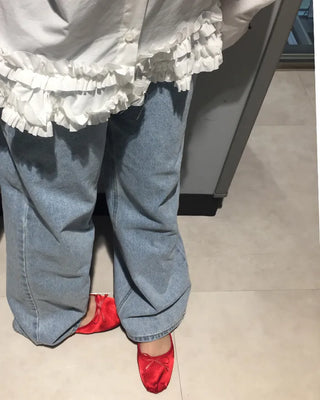 Rubber band satin ballet flats