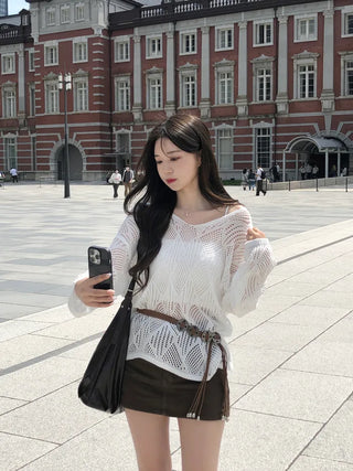 [3pcs] Western Knit Sleeveless Belt Set