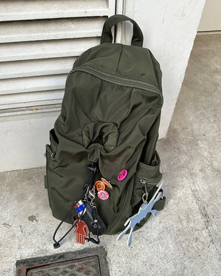 Drawstring Point Multi-Pocket Backpack