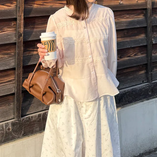 Necklace Point Frill Blouse