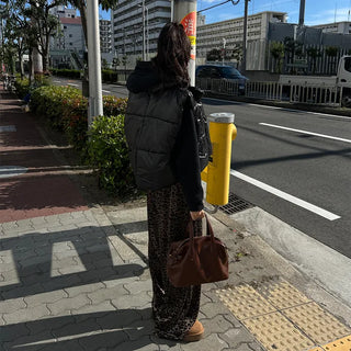Leopard velvet elastic waist pants