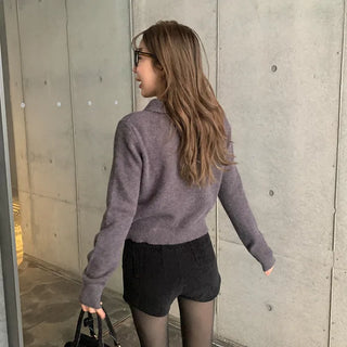 Gold button collar cardigan
