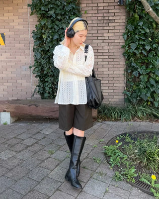 Side-seam almond-toe long boots
