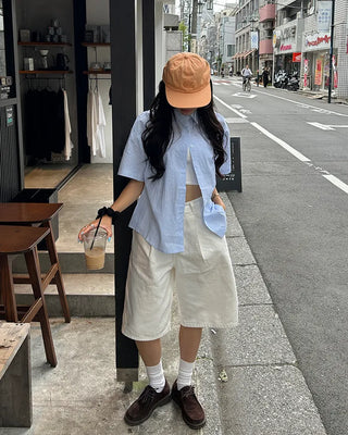 Pencil stripe half shirt