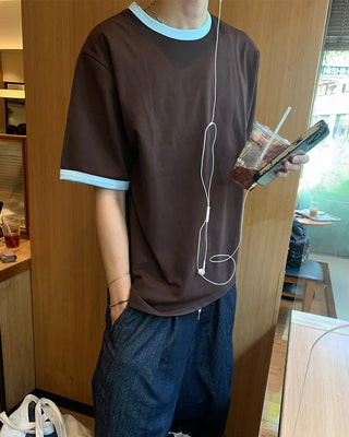 Retro-colored ringer neck T-shirt