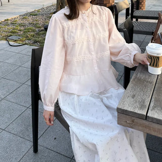 Necklace Point Frill Blouse