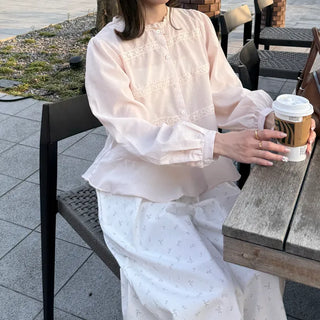 Necklace Point Frill Blouse