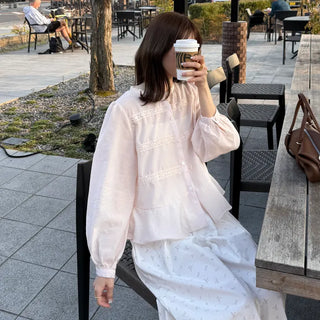 Necklace Point Frill Blouse