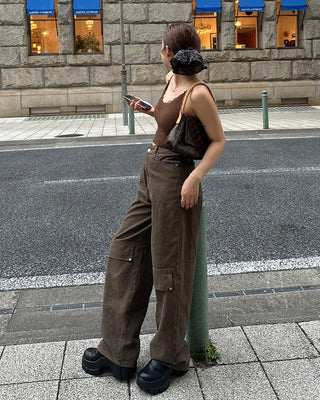 Cargo wide cotton pants