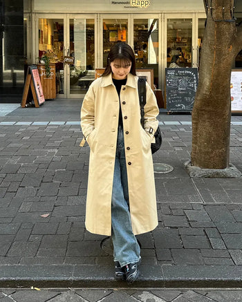 Single-breasted long trench coat