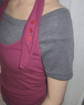 Button-down short-sleeved T-shirt