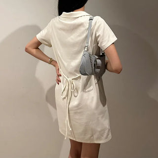 Denim buckle shoulder bag